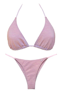 Bikini rosa brillos top cortina y braga de tira 2021