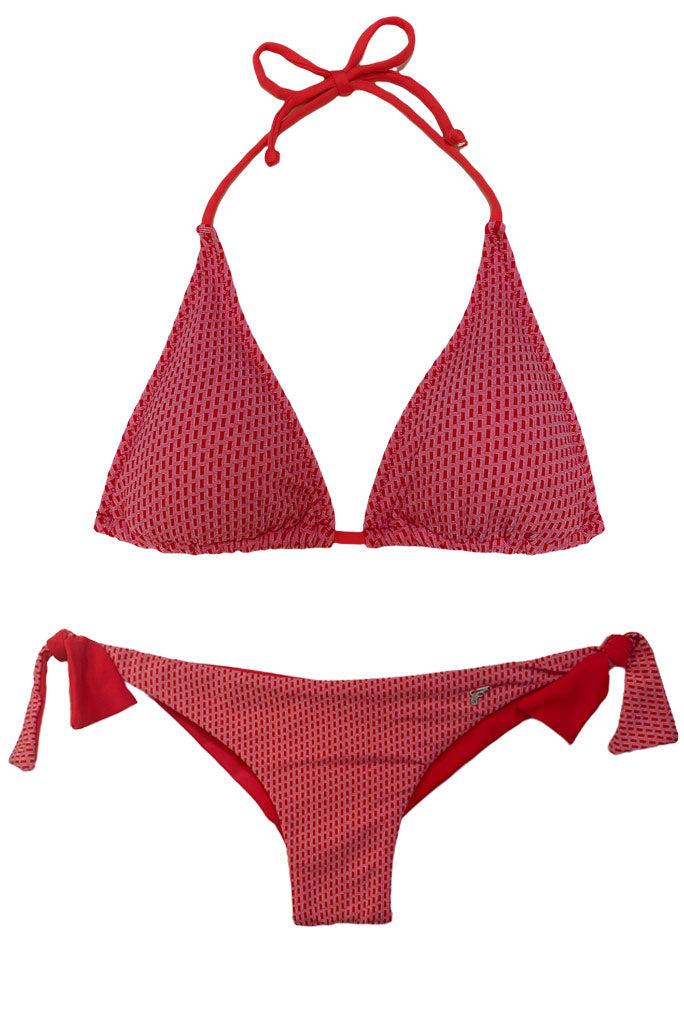 Bikini rojo top cortina y brasileña 2021