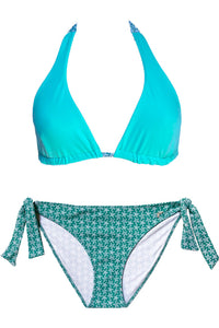 Bikini green star halter cortina reversible y braga lazo 2021